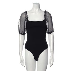 ASTR Square Neckline Short Sleeve Bodysuit